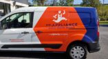 vehicle wrap with graphics on a van