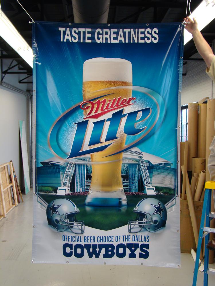 Miller Lite taste greatness Cowboys banner