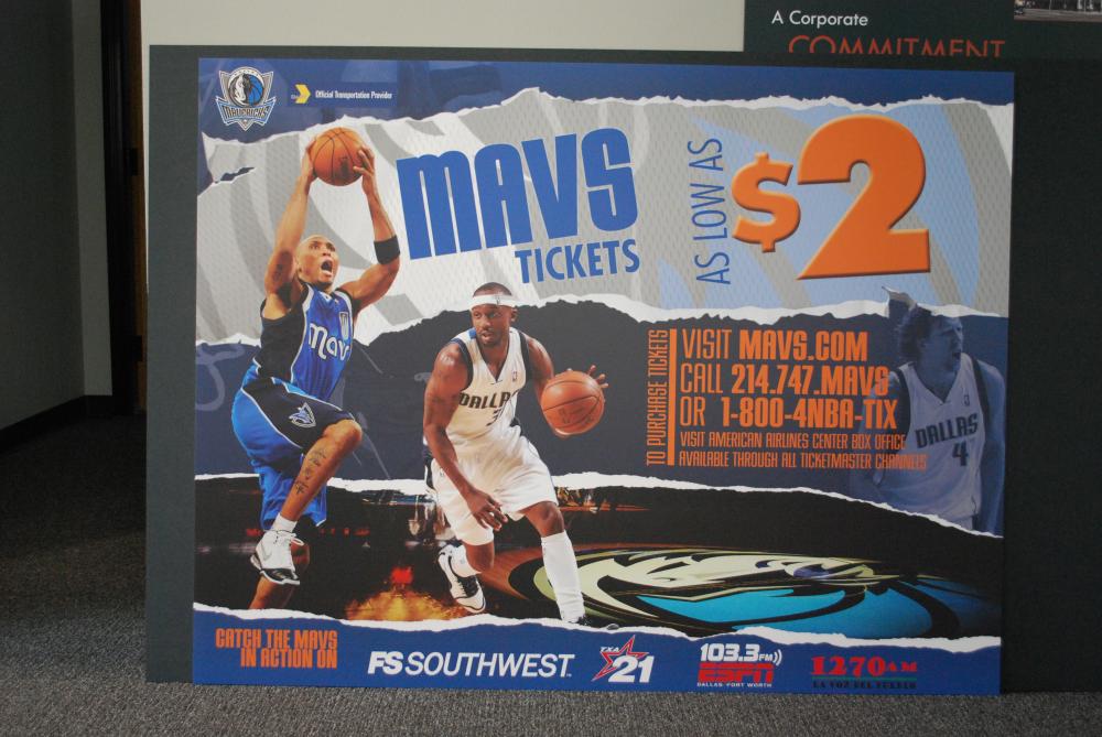 Mavs tickets indoor signage for ticket advertising