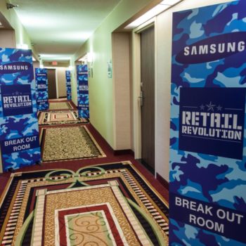 Samsung Retail Revolution indoor signage in hallway