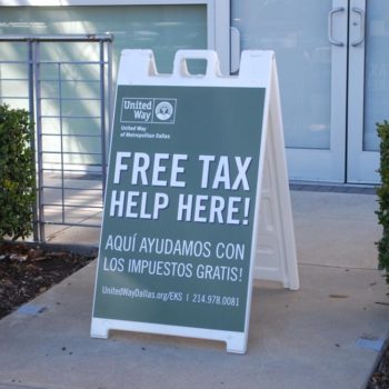 United Way of Metropolitan Dallas free tax help outdoor signage