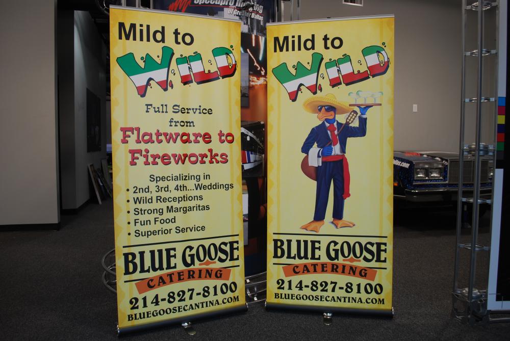 Blue Goose Catering retractable banner stand advertisements