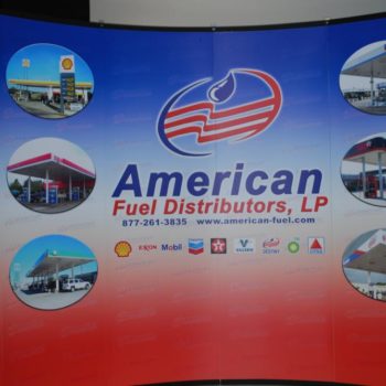 American Fuel Distributors red, white and blue trade show display