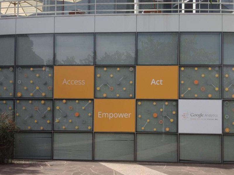 Google analytics window graphics with words access, empower and act