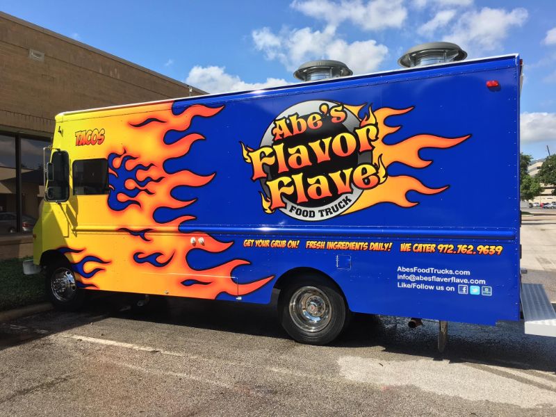 Abe's Flavor Flave taco truck fleet wrap