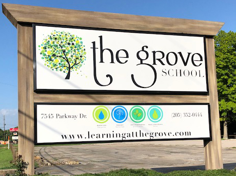 The grove school outdoor sign  