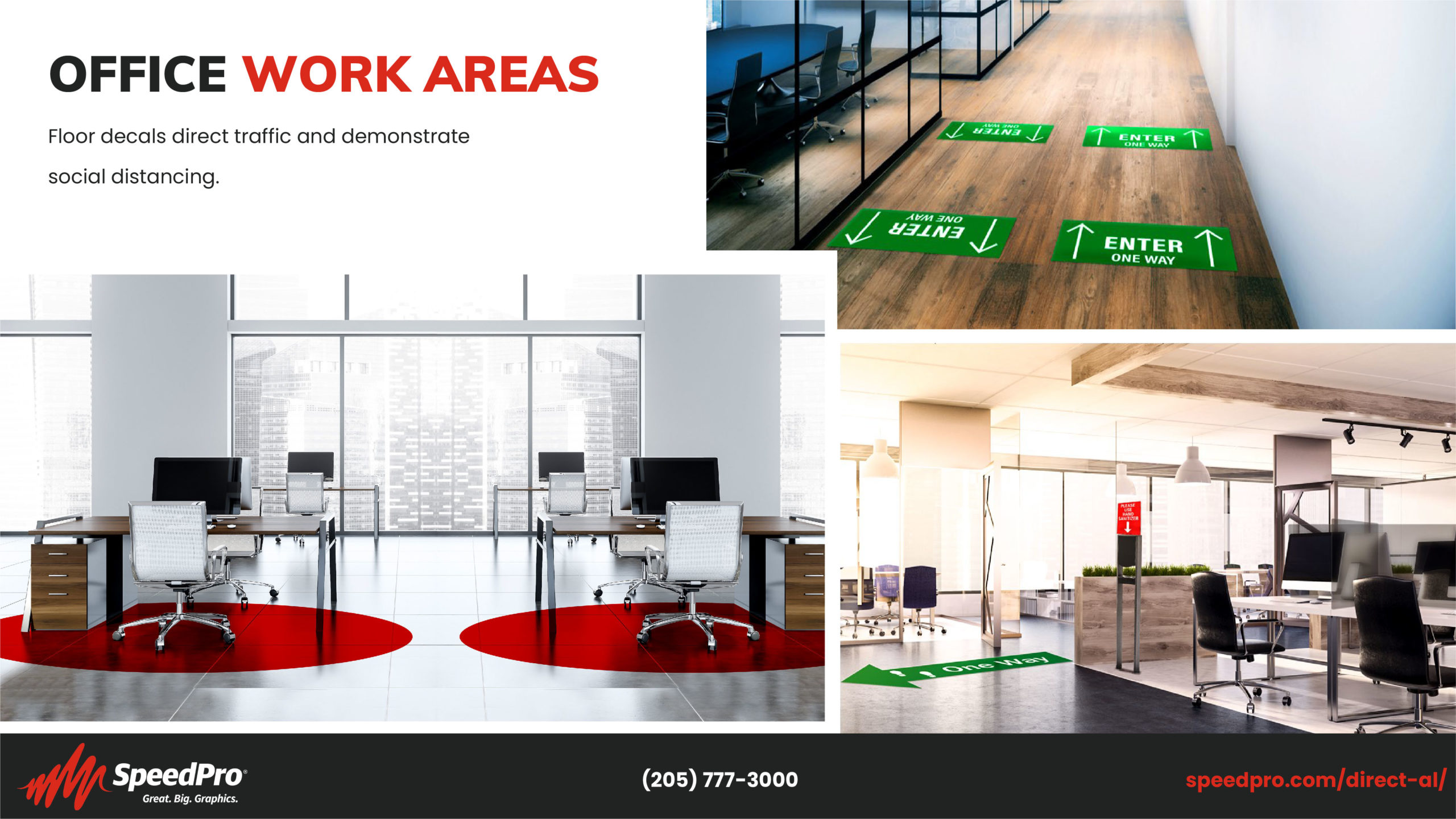 SpeedPro office work areas presentation graphic