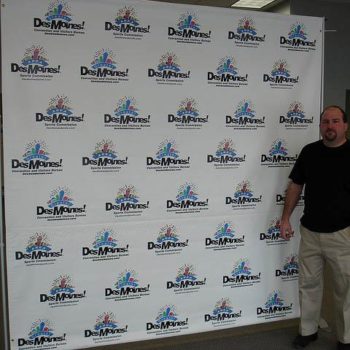 DesMoines step and repeat banner