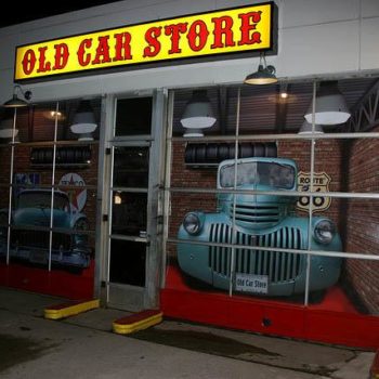 Old Car Store window graphics
