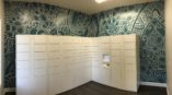 Patterned mailroom wall mural