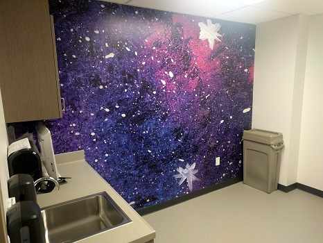 purple galaxy wall mural children's hospital
