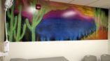 Cactus wall mural in hospital exam room