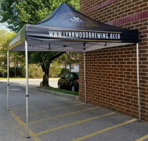A custom printed tent for a brewery.