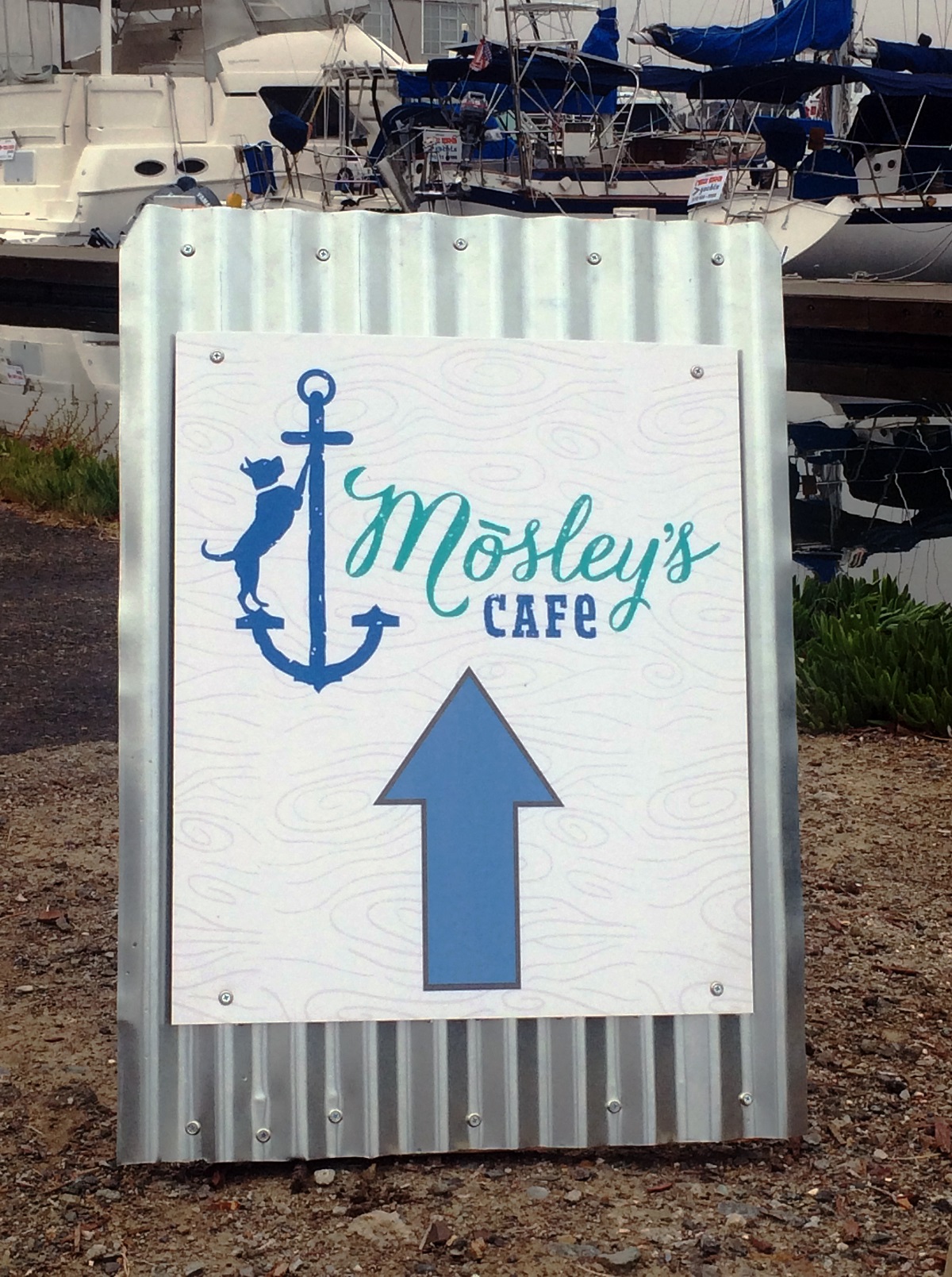 mosley's cafe a-frame directional sign