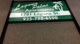 A custom sign printed by Speed Pro Images for Laguna Palms apartments.