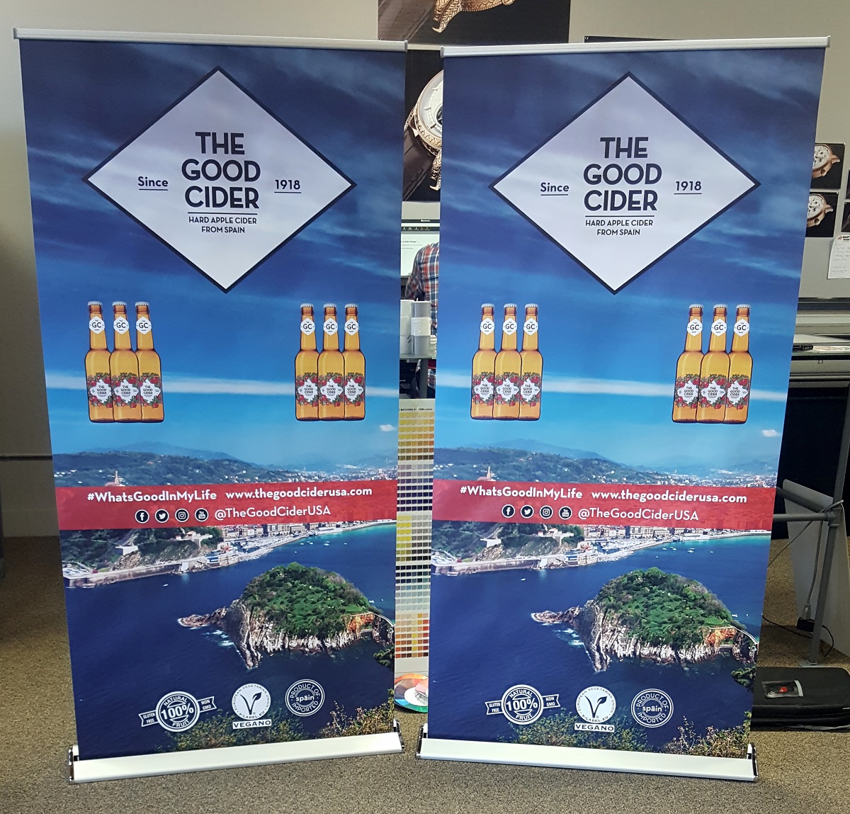 The Good Cider retractable banners