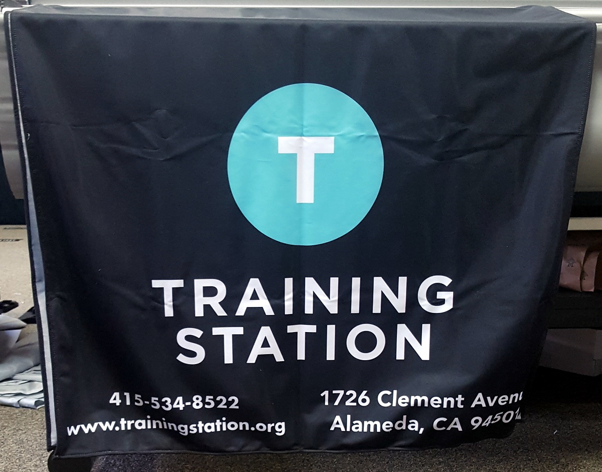 A custom made table runner for a training gym in Alameda California.