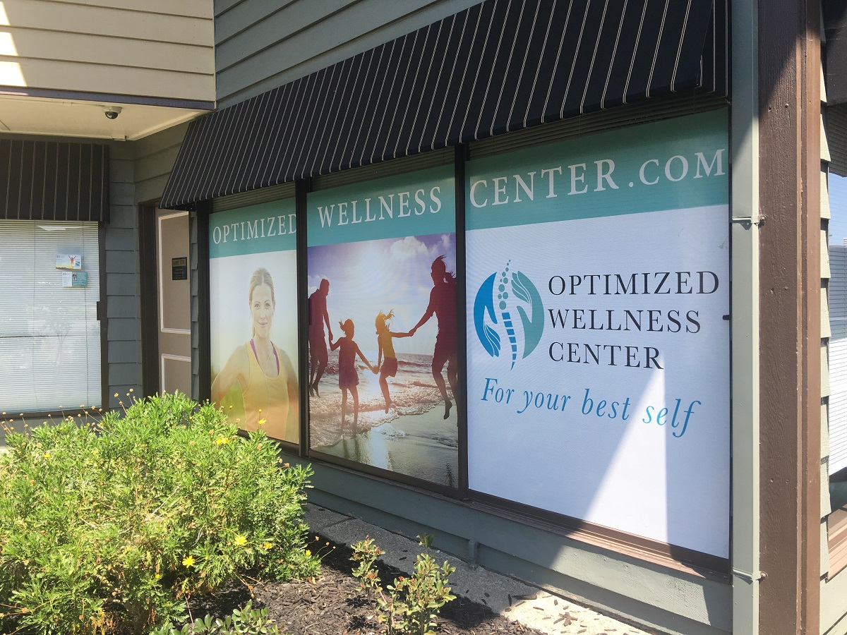 Optimized Wellness Center window graphics