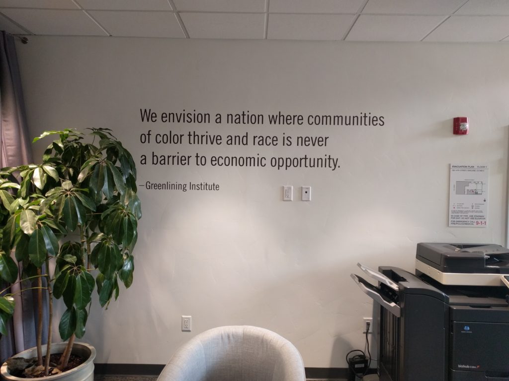 Geenlining Institute wall quote graphic non-profit signage