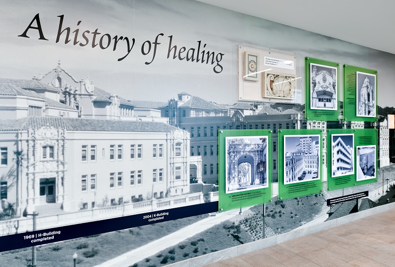 historical wall mural inside of highland hospital