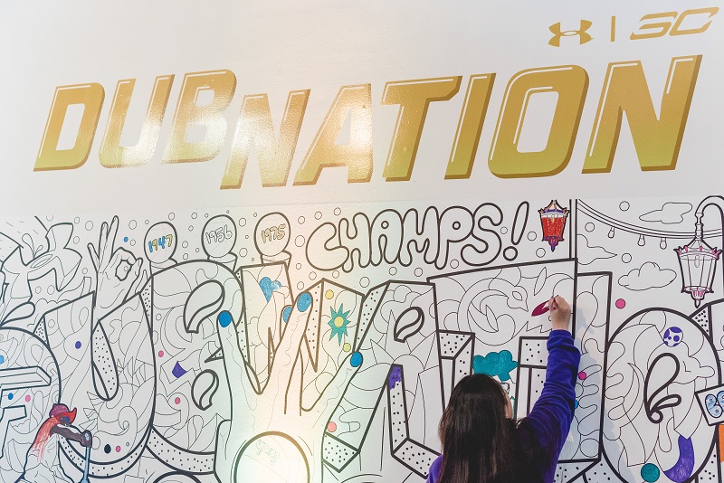 coloring wall mural at under armour sc30 pop up shop