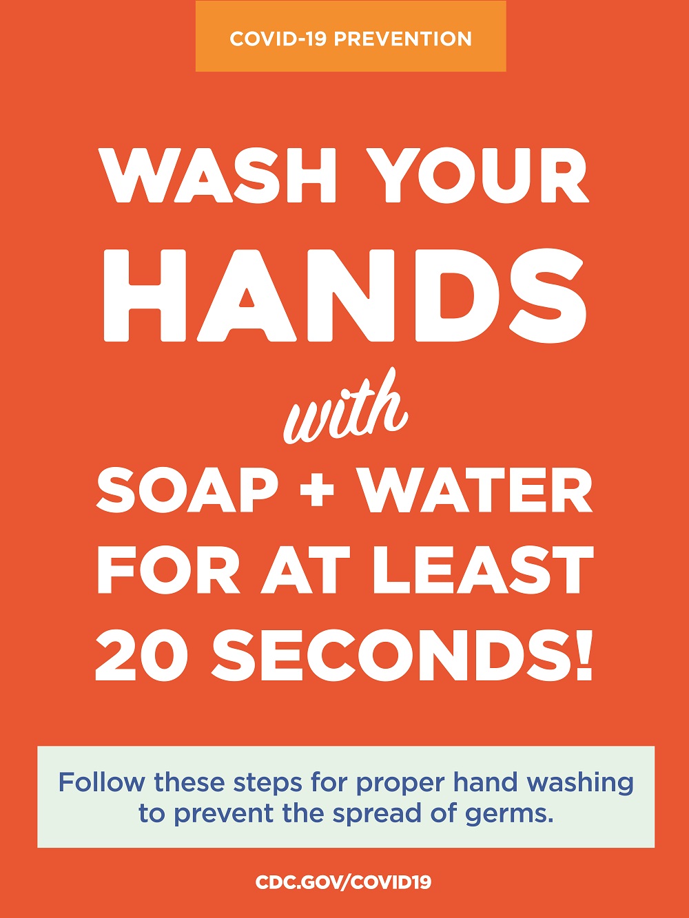 Orange Wash Your Hands Cling or Decal Set of 2 - 8.5 x 11"