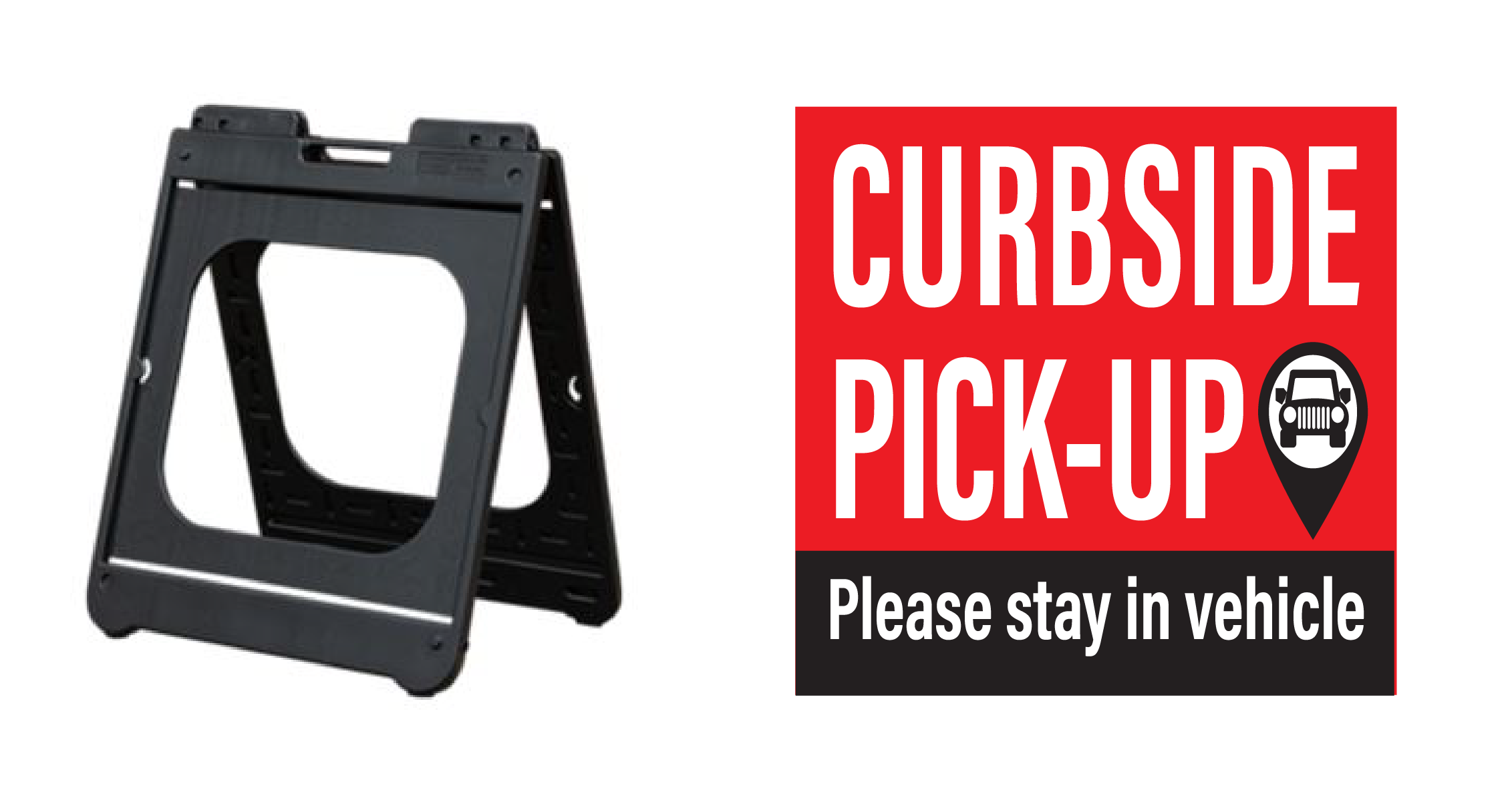 Curbside Pickup Red & Black 24" x 24" A-Frame w/ 2 Inserts and an Arrow for the Top