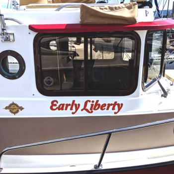 Early Liberty boat lettering