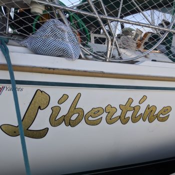 Libertine boat lettering