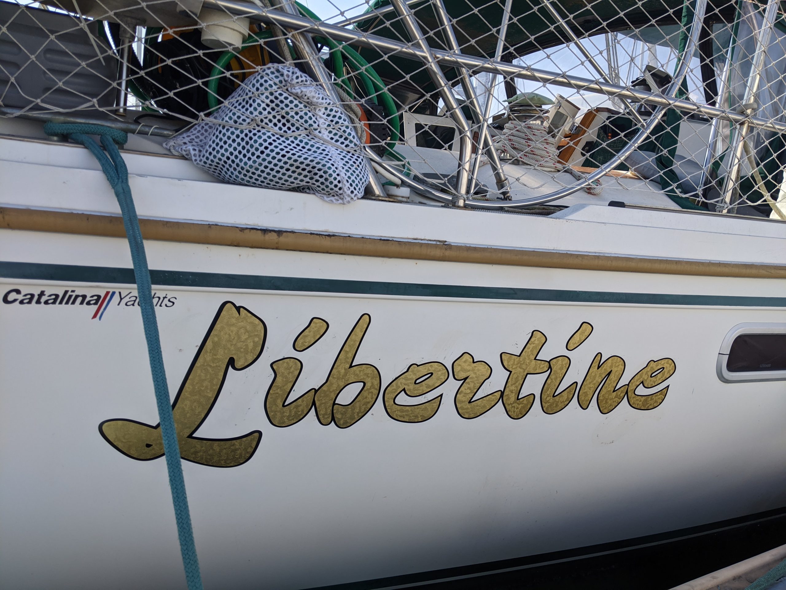 Libertine boat lettering