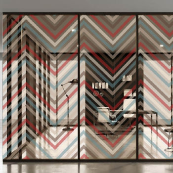 Conference room wraps zig zag pattern