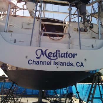 Mediator boat lettering