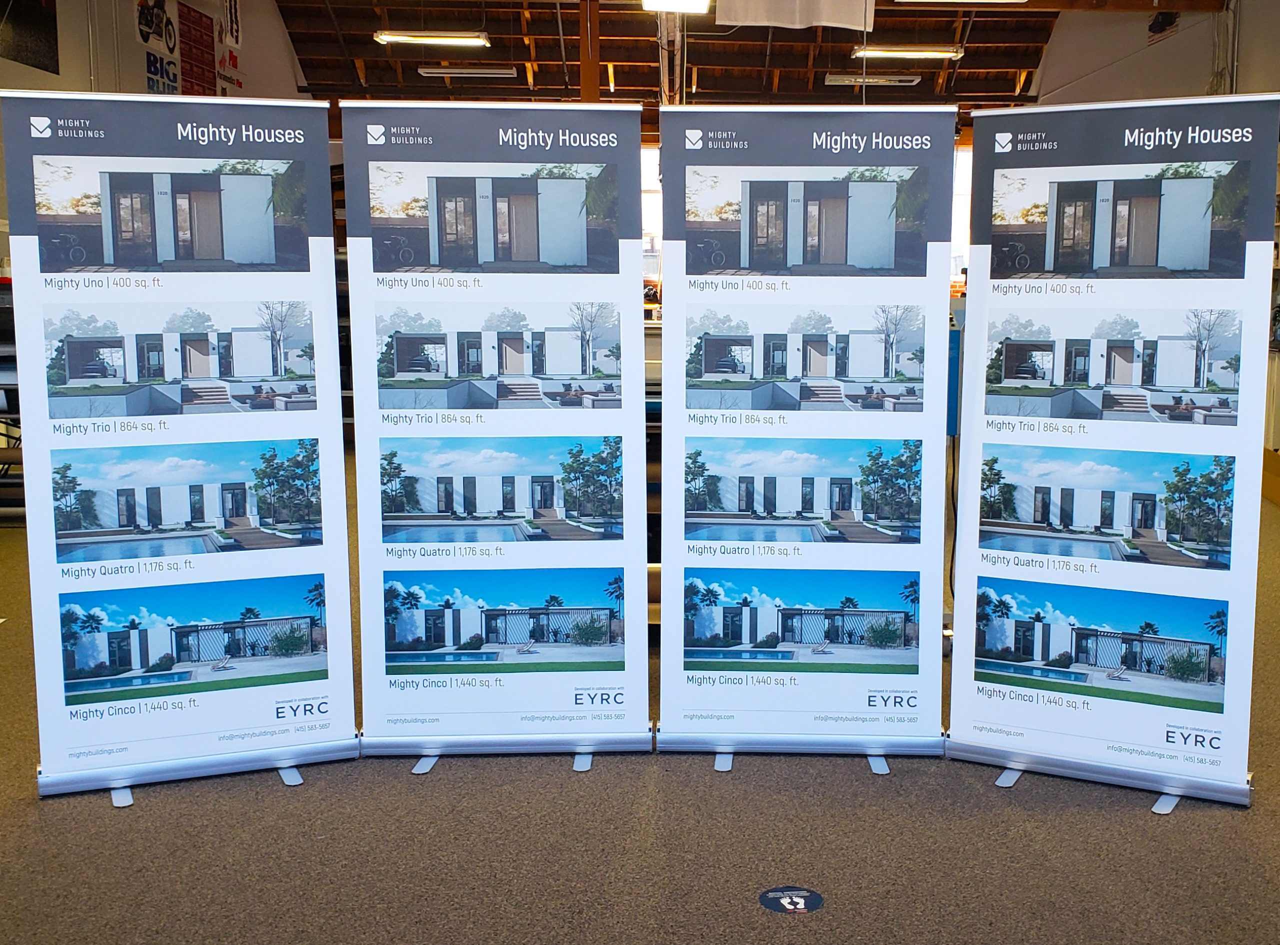 Mighty Buildings retractable banner stands