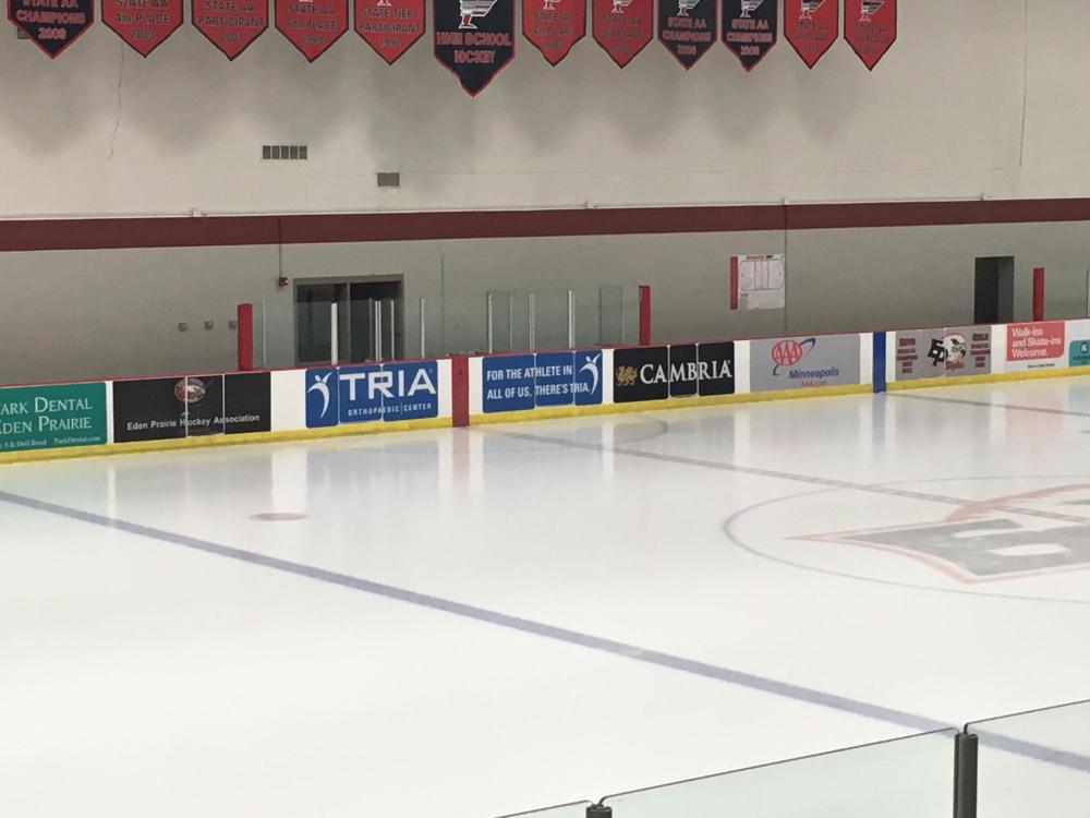 Ice rink sponsors signs dasher and rink installation