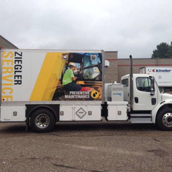 Maintenance service truck wrap Ziegler Fleet Graphics Minneapolis Eden Prairie Edina Bloomington