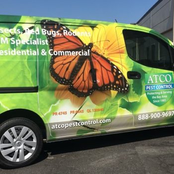Custom vehicle wrap on van for advertising