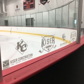 Elk River, Minnesota ice hockey arena glass graphics Kiser