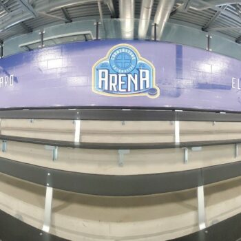 Elk River, Minnesota hockey arena concrete block wall graphic wall wrap
