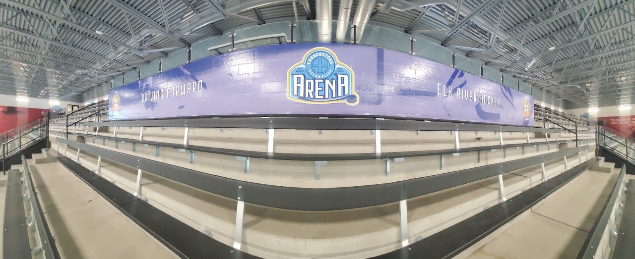 Elk River, Minnesota hockey arena concrete block wall graphic wall wrap
