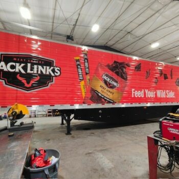 Eden Prairie, Minnesota Jack Links trailer fleet graphics semi truck wrap