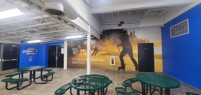 Minneapolis, Minnesota concrete block wall wrap indoor Mayo Clinic