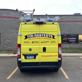 Eden Prairie, Minnesota vehicle wrap featuring a fully wrapped yellow sprinter van with graphics of logo and services for Youngstedts Vehicles Graphics and Wraps. Custom vehicle wrap installation in Eden Prairie, Minneapolis, and St. Paul by SpeedPro Imaging Fleet vehicle graphics in Bloomington, Edina, and St. Louis Park for branded company vehicles Commercial vehicle wraps in Hopkins, Minnetonka, and Excelsior for mobile advertising Vehicle graphics near me in Richfield, Golden Valley, and Maple Grove for business branding Full vehicle wraps in Rogers, Shakopee, and Chaska for high-impact advertising on the road Twin Cities fleet graphics and wraps in Chanhassen, Eden Prairie, and Prior Lake Custom van wraps in Savage, Burnsville, and Bloomington for local service businesses Truck graphics and vehicle decals in Minneapolis, St. Paul, and Maple Grove Partial vehicle wraps in Edina, St. Louis Park, and Hopkins for cost-effective branding High-impact vehicle wraps in Minnetonka, Excelsior, and Chanhassen for business promotion Fleet branding and vehicle graphics in Golden Valley, Richfield, and Savage Custom car wraps in Prior Lake, Shakopee, and Chaska for business and promotional use Twin Cities vehicle wrap services in Rogers, Maple Grove, and Burnsville Vehicle wraps near me in Eden Prairie, Minneapolis, and surrounding suburbs Commercial fleet graphics in St. Paul, Bloomington, and Edina for consistent brand visibility