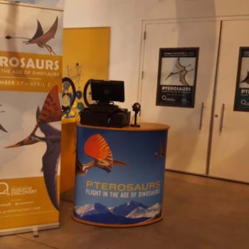 Standing banner and desk Pterosaurs exhibit 