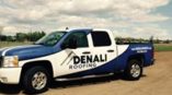 Denali Roofing truck wrap in navy and white 