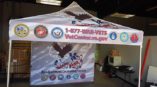 Vet center tent and backdrop for readjustment counseling 