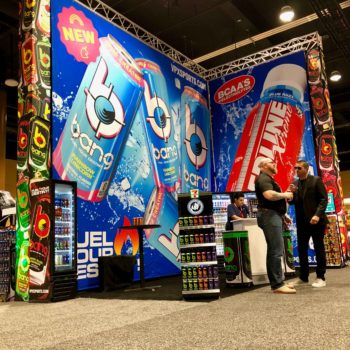 Bang Energy display at a conference center