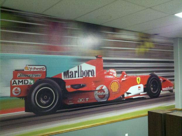 Formula 1 race car mural