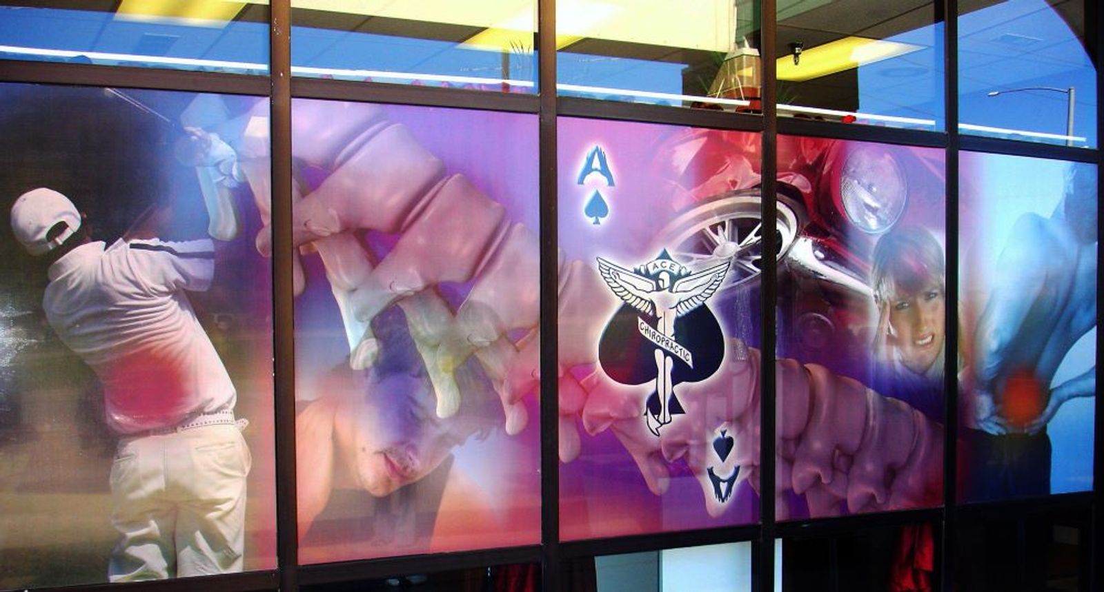 Privacy glass sign for chiropractic office