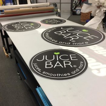 Juice Bar floor decals being made