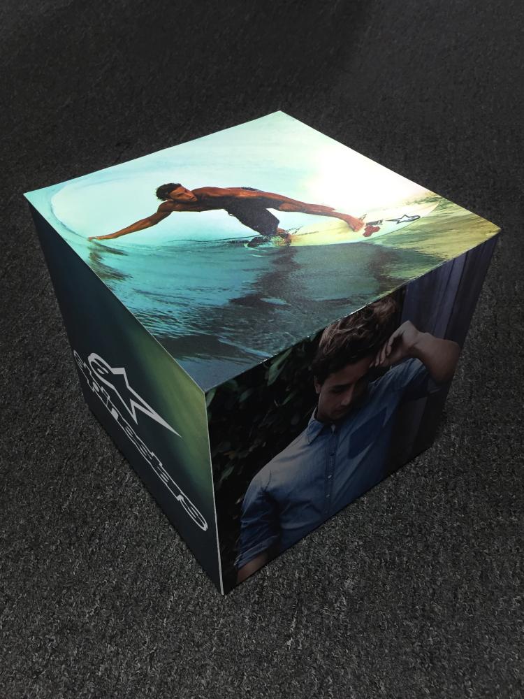 printed 3d cube experiential graphics